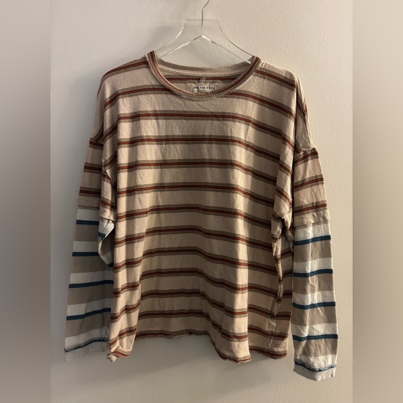 Free People Nina Stripe Long Sleeve Tee Size Medium - Picture 3 of 5